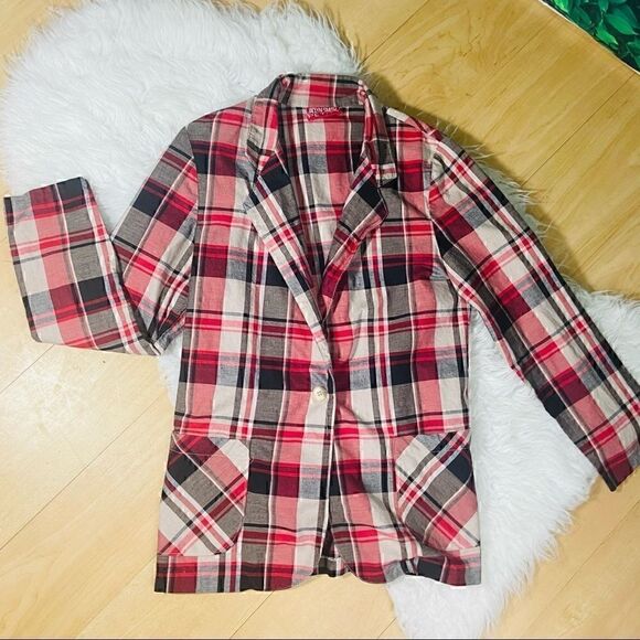 Jaclyn Smith red, white and red holidays/ Christmas blazer - Picture 1 of 14